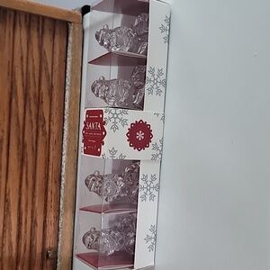 William Sonoma Santa Mini Candle Holders Clear Glass Set of 4 New